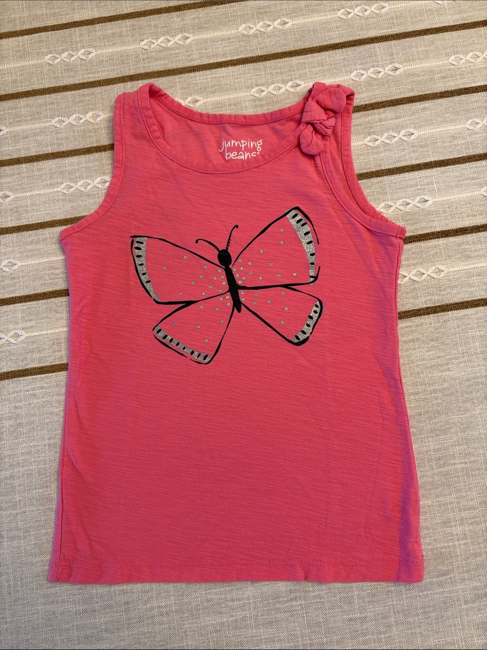 jumping beans Bright Pink Butterfly Tank with Shoulder Knot